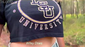 Sexy Milf Flashes Tits On Hike