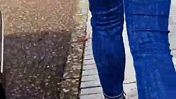 Sexiest walking ever on street braless