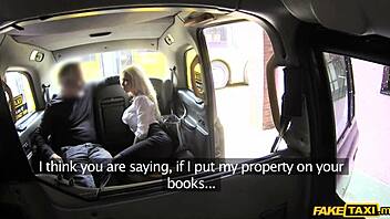 busty blonde estate agent in a cab