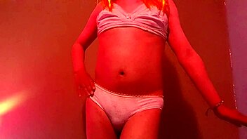 i'm that rubia tranny getting excited in lingerie and fucking my ass with a dildo