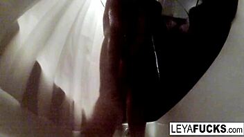 leya falcon brings camera into shower for solo session