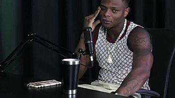 Measuring the hot brunette's ass in sheer red lingerie