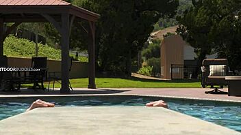 gay lovers having sensual poolside sex 😍🌊