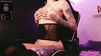 Gia Baker feels intense pleasure rubbing her pussy on web chat.