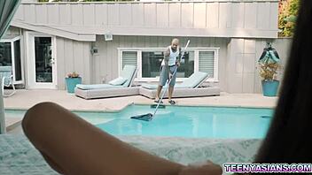 Big Dude With Monster Cock Catches Asian Babe And Fucks Her Hard Outdoors