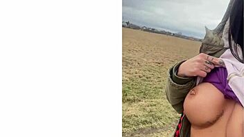 bending over my little mommy for a closer view of her big tits