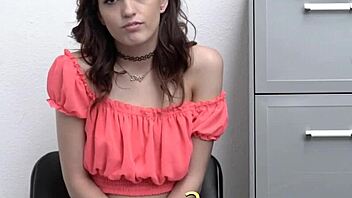 Beautiful Petite Brunette Shoplifter Gets Bent Over For Blowjob And Doggystyle