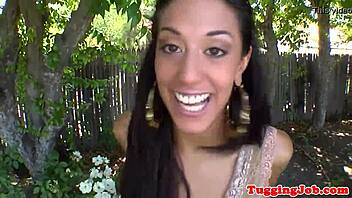 Is This Gorgeous Teen Jerking Her Neighbor's Cock Outdoors In POV, Or Just A Horny Reality Show?