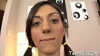 Lovely teen slurps on dude's lengthy cock hungrily for rough sex