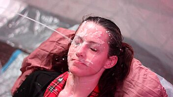 homemade blowbang with fake bukkake facial on amateurs