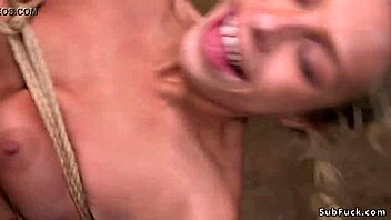 Blonde Slave Tied In Suspension Gets Roughly Fucked.