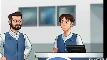 summertime saga - manager's daughter sucked my dick behind the front desk at work