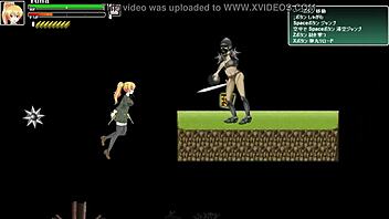 Blonde girl fucks soldiers in hentai battle.