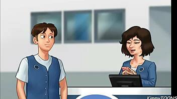 summertime saga - manager's daughter sucked my dick behind the front desk at work