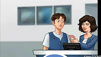 summertime saga - manager's daughter sucked my dick behind the front desk at work