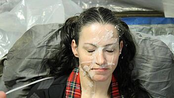 homemade blowbang with fake bukkake facial on amateurs