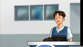 summertime saga - manager's daughter sucked my dick behind the front desk at work