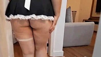 Stunning Busty Maid with Huge Ass Deepthroats and Swallows Cum in Homemade Clip