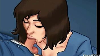 summertime saga - manager's daughter sucked my dick behind the front desk at work