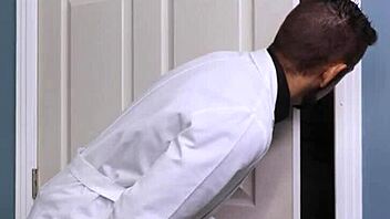 Black stud gets a steamy blowjob before raw action in doctor's office