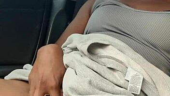Naejae WEDGIES pussy and CUMS hard in a parked car for all to see.