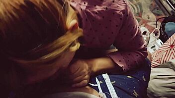 Curvy latina in lingerie gives blowjobs