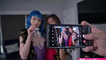 my teen stepcousins jewelz blue and vina sky got wild with parents nearby