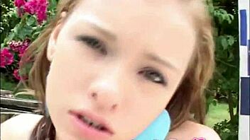 Selina 18 fingers her lover by the pool.