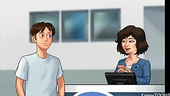 summertime saga - manager's daughter sucked my dick behind the front desk at work