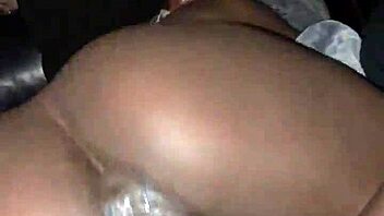 in this scene, the guy pounds her ass creamy and hard, making her moan loudly with every thrust