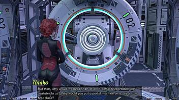 Amateur anime babe gets naked in a crazy space game