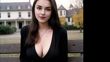 college goth girl in ai art gets missionary fucked outdoors!