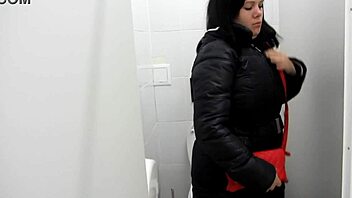 Mature woman's public and private toilet pee fetish with ASMR