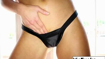 Sexy Asian hardbody Mia Lelani toys her tight pussy.