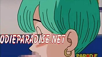 Bulma's massive balls get a cum tribute from her lover