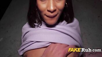 Psst, want cash? Get on your knees for some public interracial action with ebony babe!