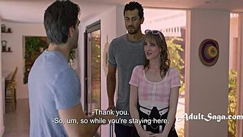 Landlord's bizarre policy leads to petite 18+ sharing huge cocks in MMF