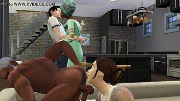 Обед с соседом превратился в дикий свинг в Sims 3D хентай