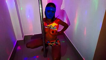 Stepmom dances on pole for stepson, then they have passionate sex.