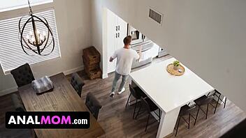 Naughty big titted milf caught masturbating with dildo.