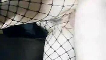 Slender girlfriend in skirt and stockings stands for homemade fucking