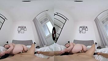 Virtual taboo experience with brunette's shaved ass in wild POV action
