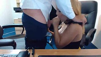 Blonde mom gets caught fucking her stepson at work