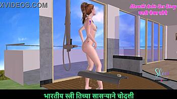 In this marathi story, a cute teen girl SHOWERS nude in 3D animation