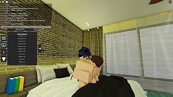 I engaged in a virtual encounter with my submissive demon boy follower on Roblox.