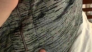 playing with my wife's stunning natural 42f tits at home