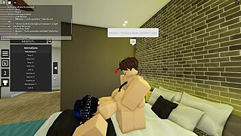 Gay creampie in Roblox with submissive demon boy follower