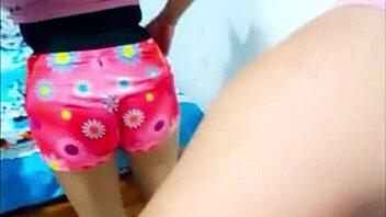 interracial masturbation, stepsister rubs her big tits