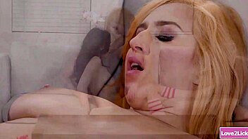 Blonde wife licks husband's stepsis in lesbian oral session