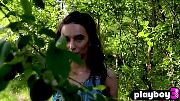 Gloria Sol, this stunning brunette model, poses outdoors. She strips naked just for your eyes.